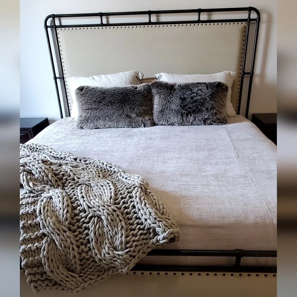 West Elm Luxurious Taupe Chenille King Duvet Cover, 108